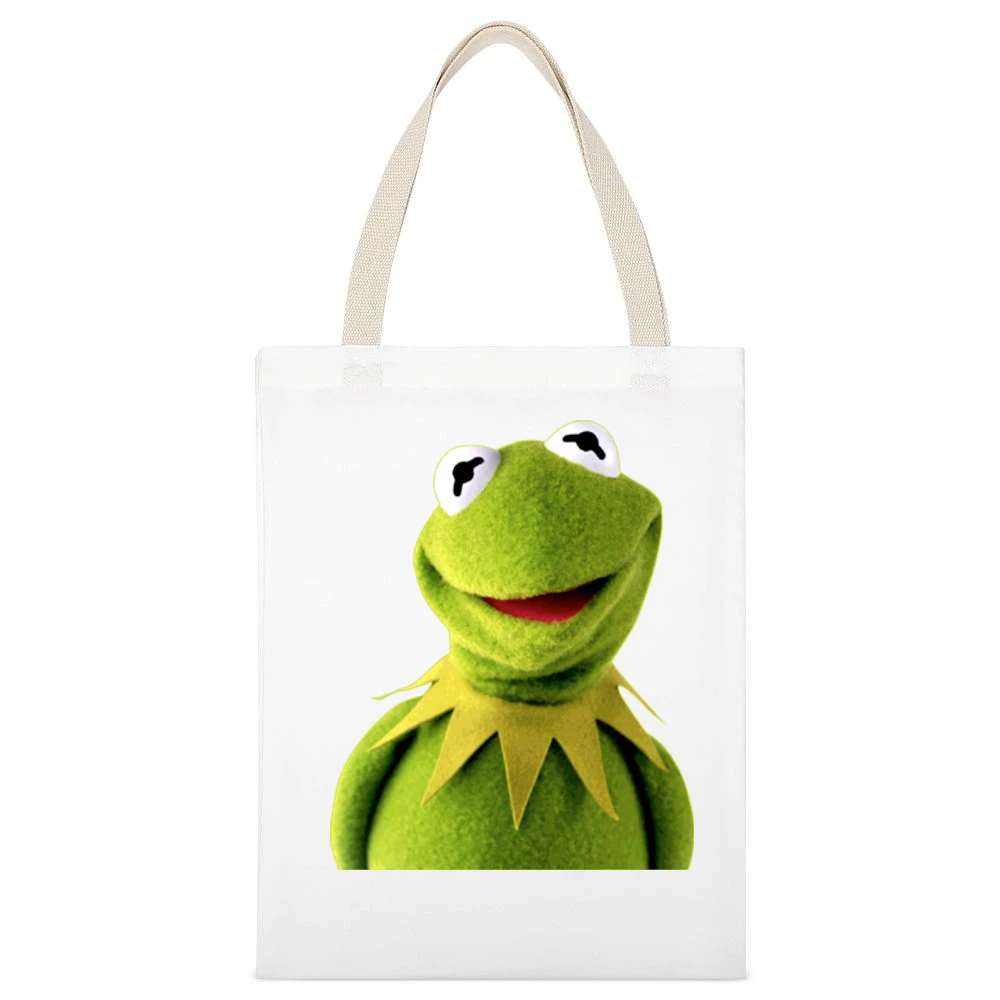 Kermit The Frog Muppets White Canvas Tote Shopping Bag