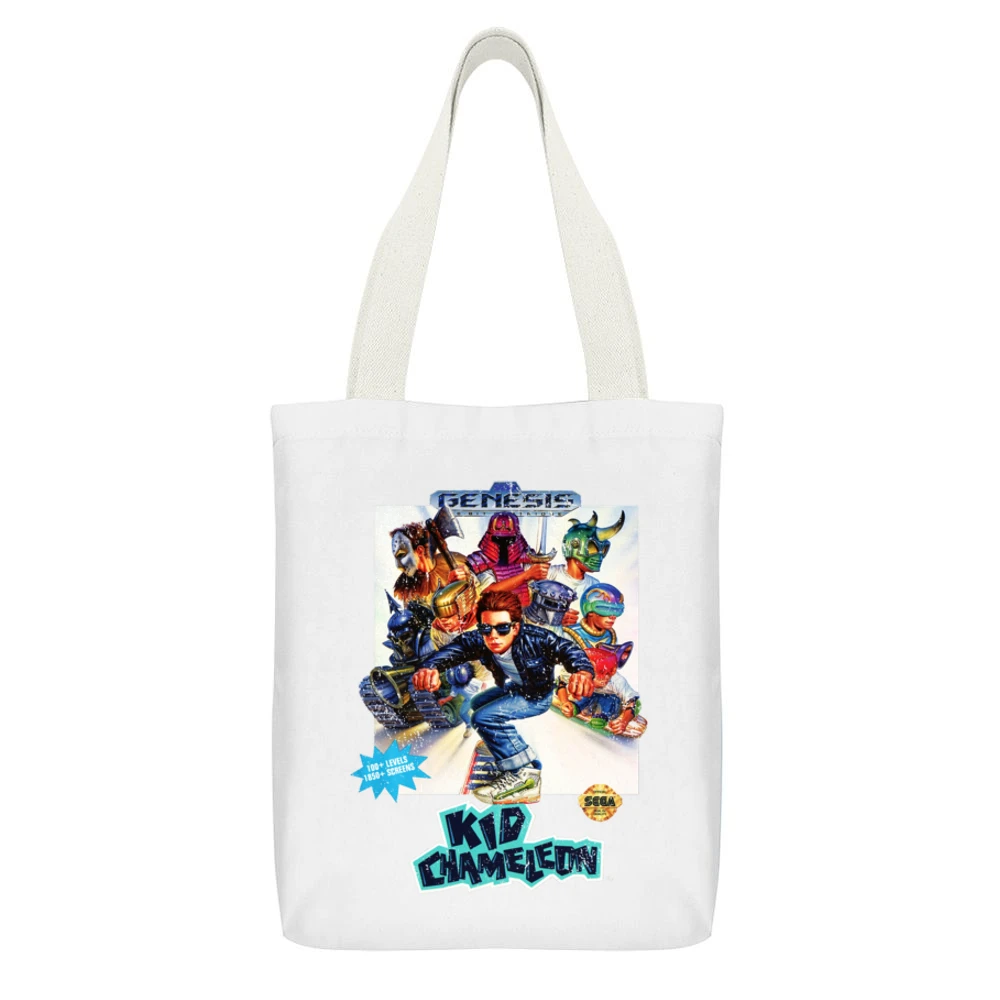 Kid Chameleon Sega Genesis Old School Retro Video Game Fan Distressed White Canvas Tote Shopping Bag With Interior Pocket