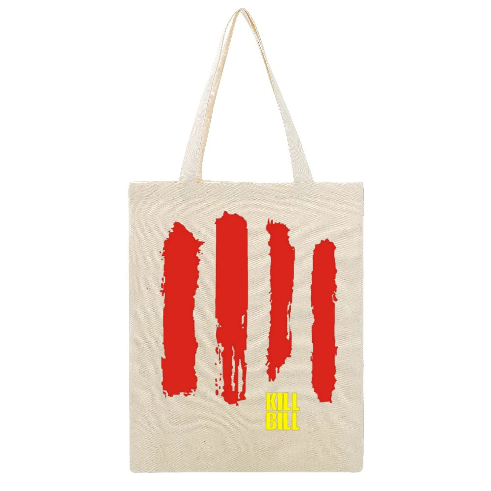 Kill Bill Movies blood Sword Beige Canvas Tote Shopping Bag