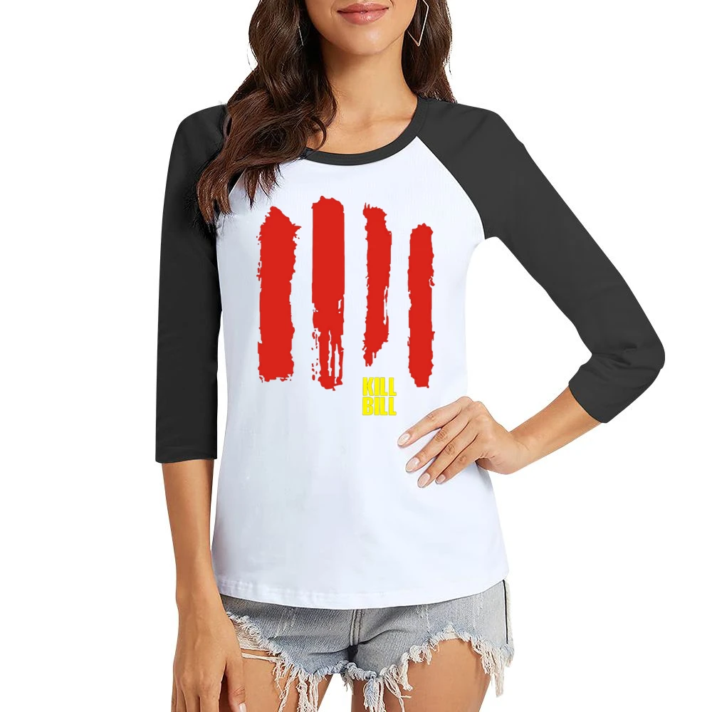Kill Bill Movies blood Sword Women Ladies 3-4 Sleeve T-Shirt