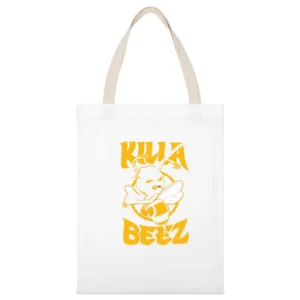 Killa Bees Hip Hop White Canvas Tote Shopping Bag