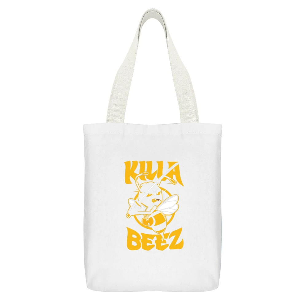 Killa Beez Wu-tang Tshirt (All Styles And Colors Available) White Canvas Tote Shopping Bag With Interior Pocket