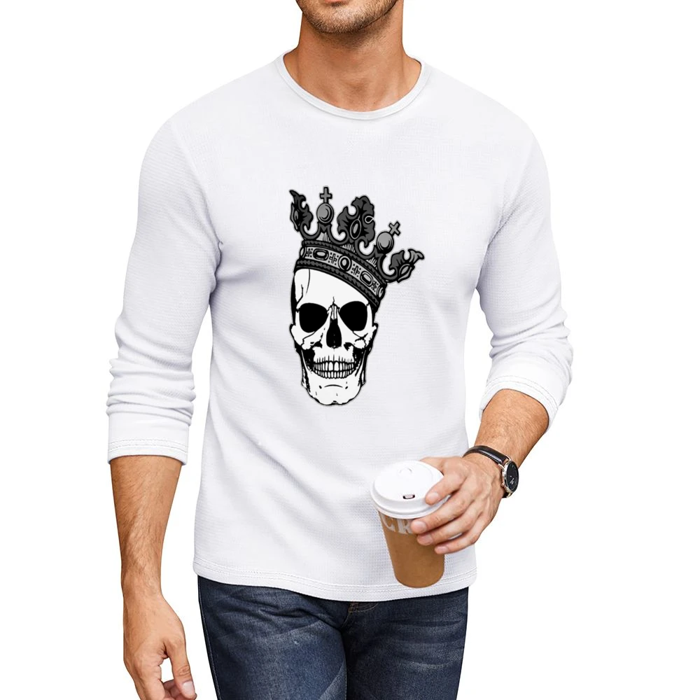 King Skull Tshirt Men CrewNeck Long Sleeve T-Shirt