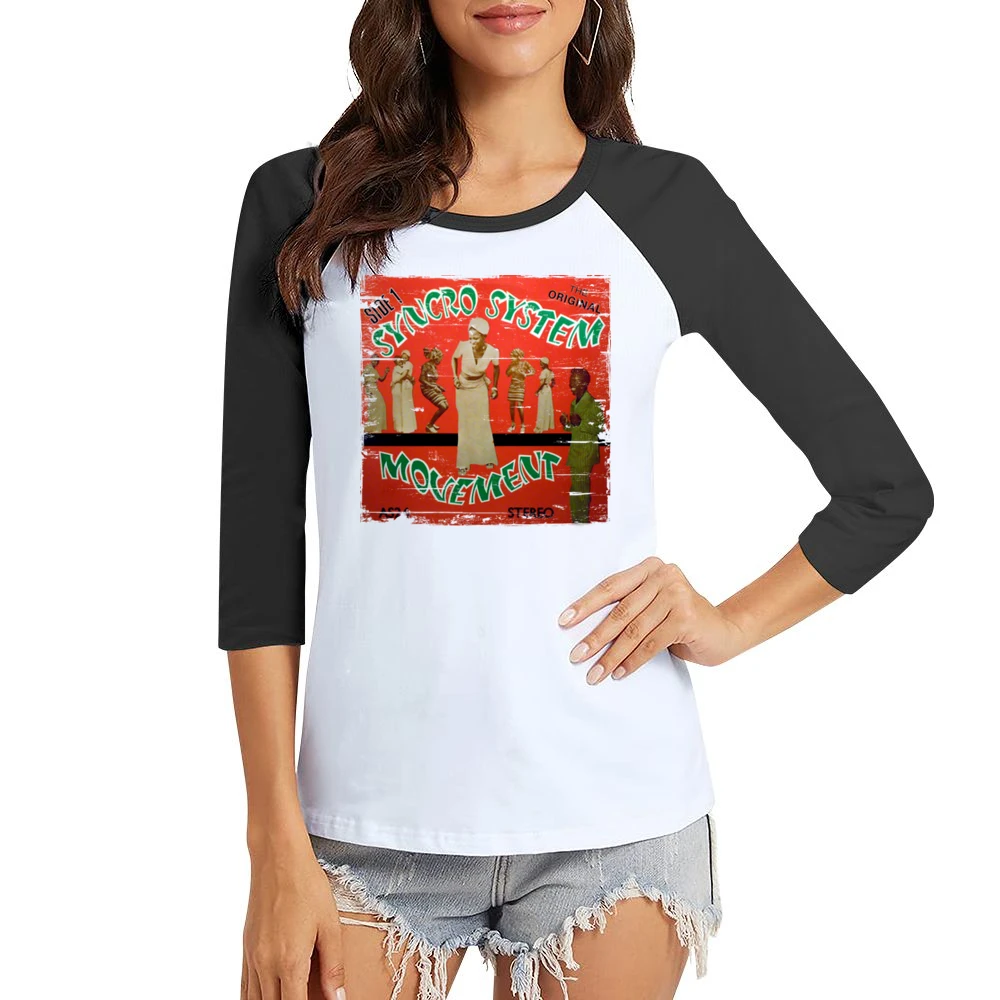 King Sunny Ade Synchro System Album Cover Distressed Image Women Ladies 3-4 Sleeve T-Shirt