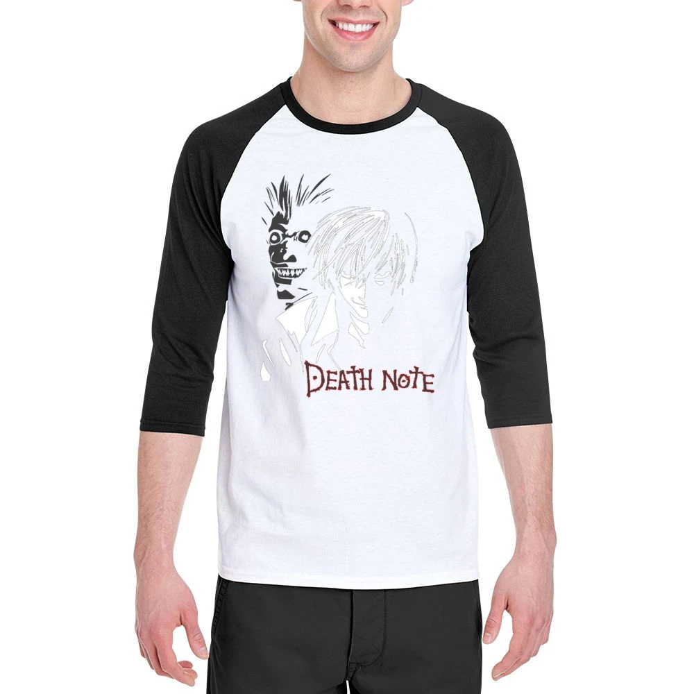 Kira light yagami shinigami ryuuk death note anime manga Men 3/4 Sleeve T-Shirt