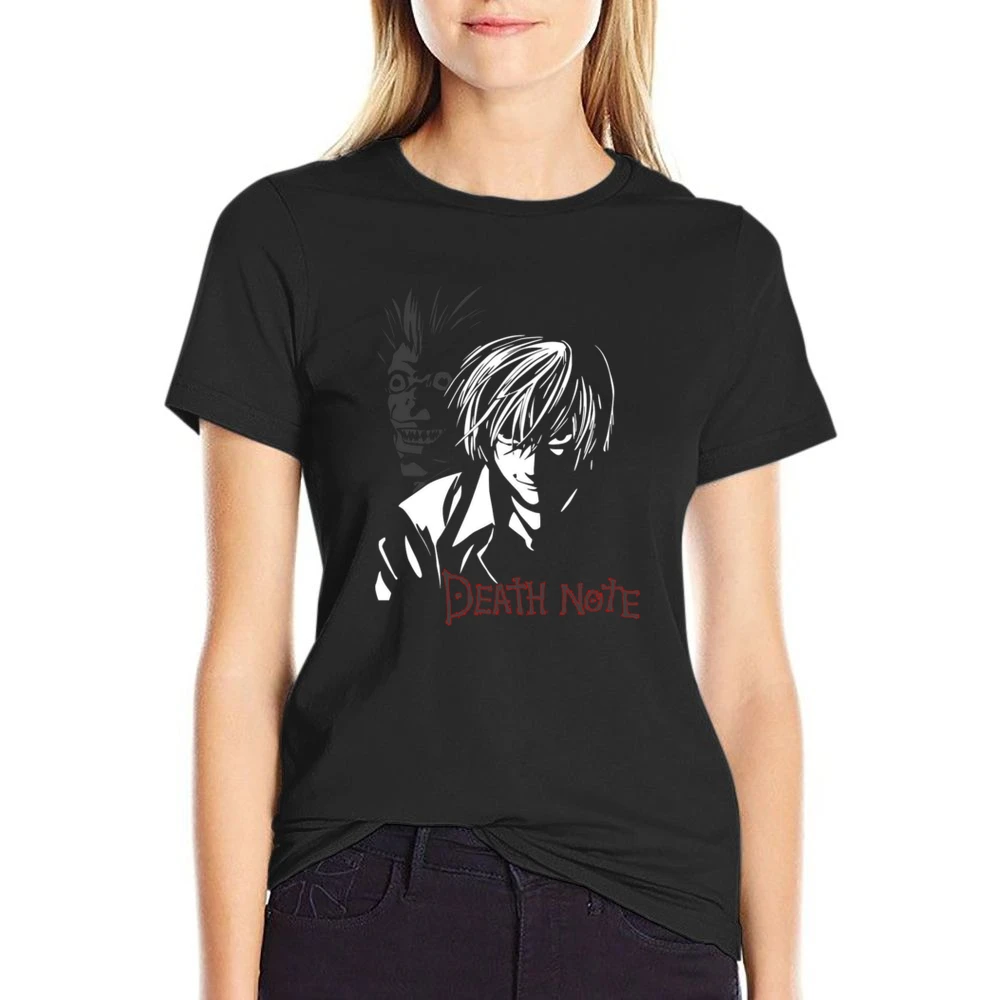 Kira light yagami shinigami ryuuk death note anime manga US Size Women Ladies T-shirt