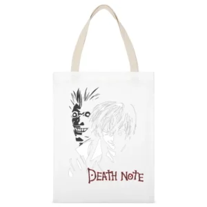 Kira light yagami shinigami ryuuk death note anime manga White Canvas Tote Shopping Bag