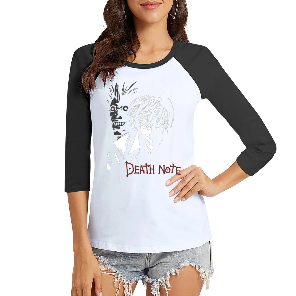 Kira light yagami shinigami ryuuk death note anime manga Women Ladies 3-4 Sleeve T-Shirt