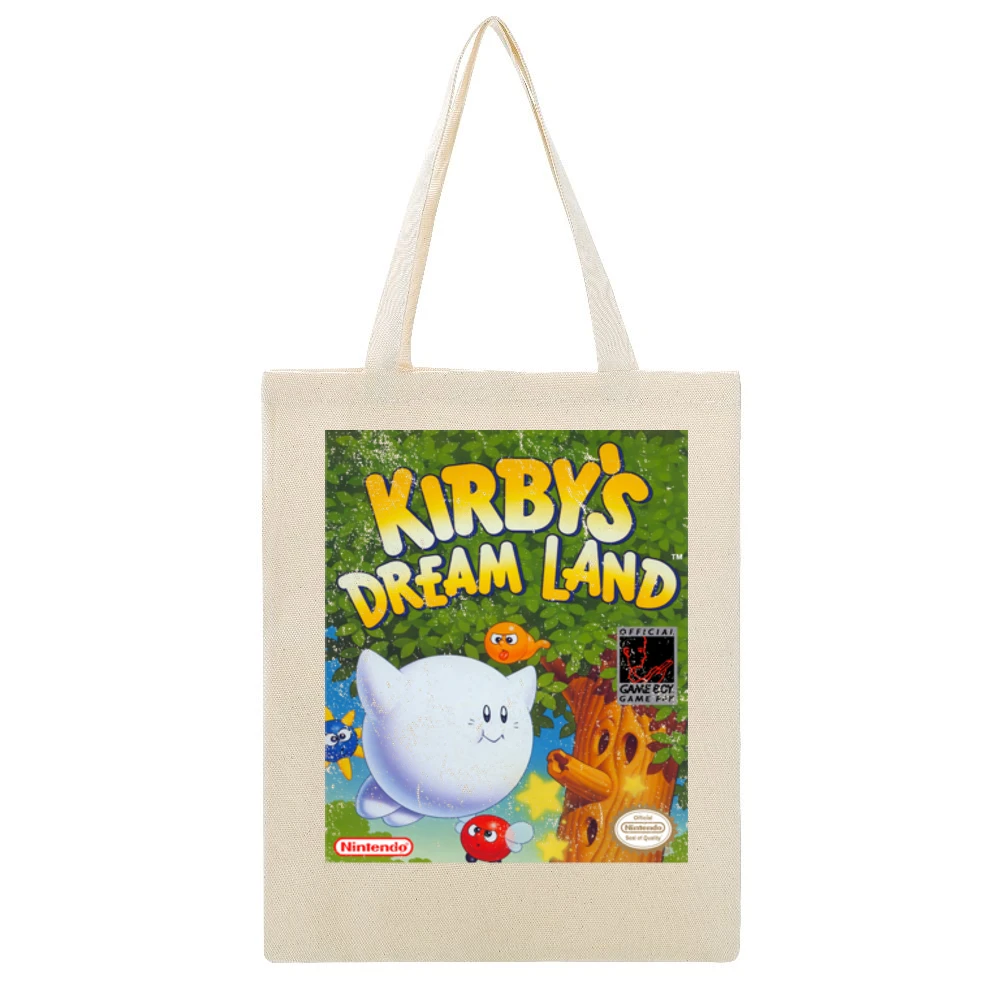 Kirbys Dream Land Game Boy Nintendo Old School Retro Video Game Fan Di Beige Canvas Tote Shopping Bag