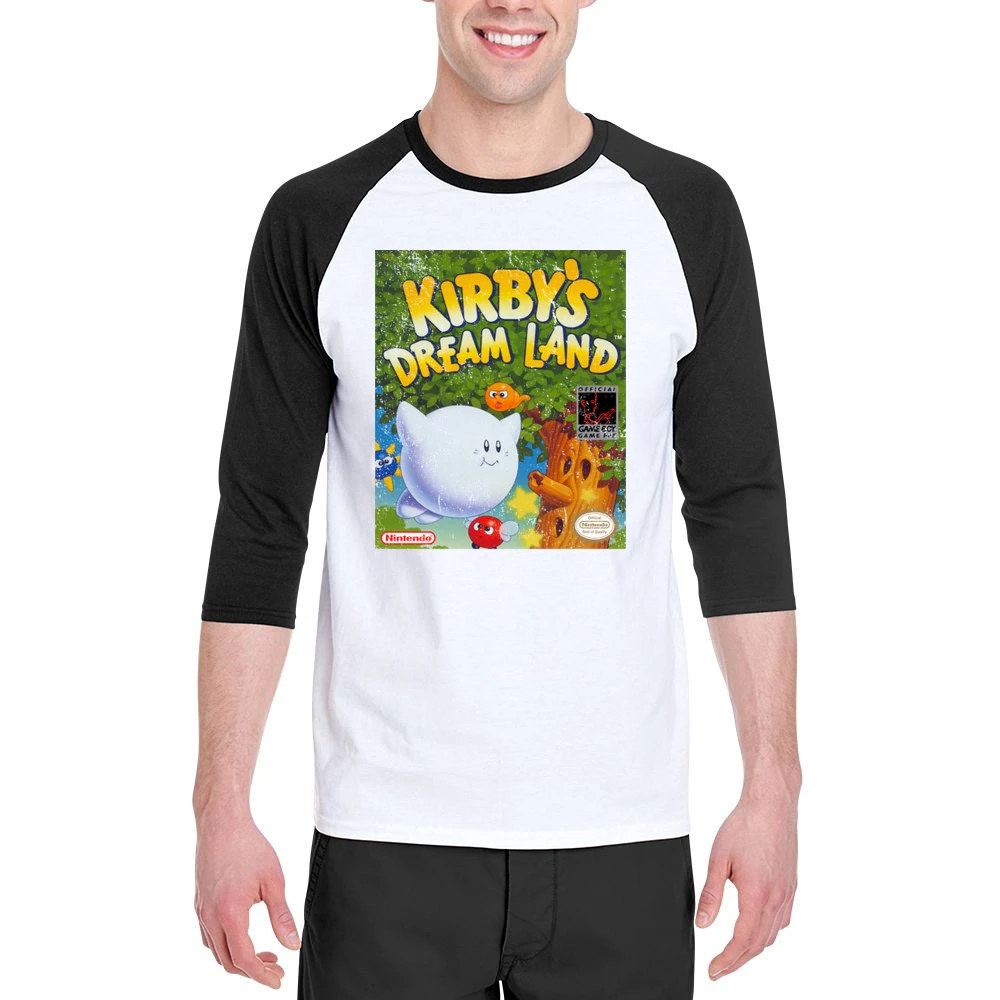 Kirbys Dream Land Game Boy Nintendo Old School Retro Video Game Fan Di Men 3/4 Sleeve T-Shirt