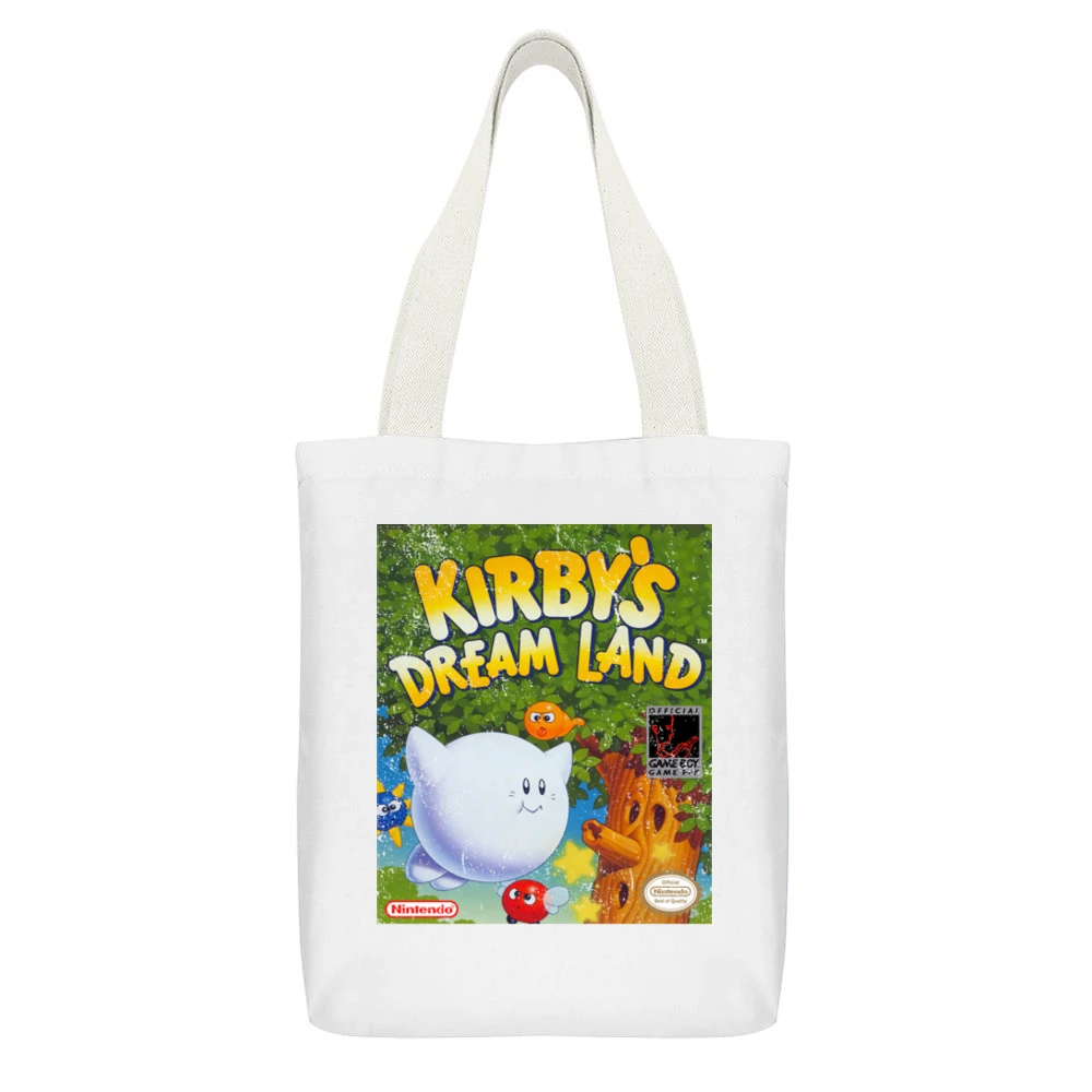 Kirbys Dream Land Game Boy Nintendo Old School Retro Video Game Fan Di White Canvas Tote Shopping Bag With Interior Pocket