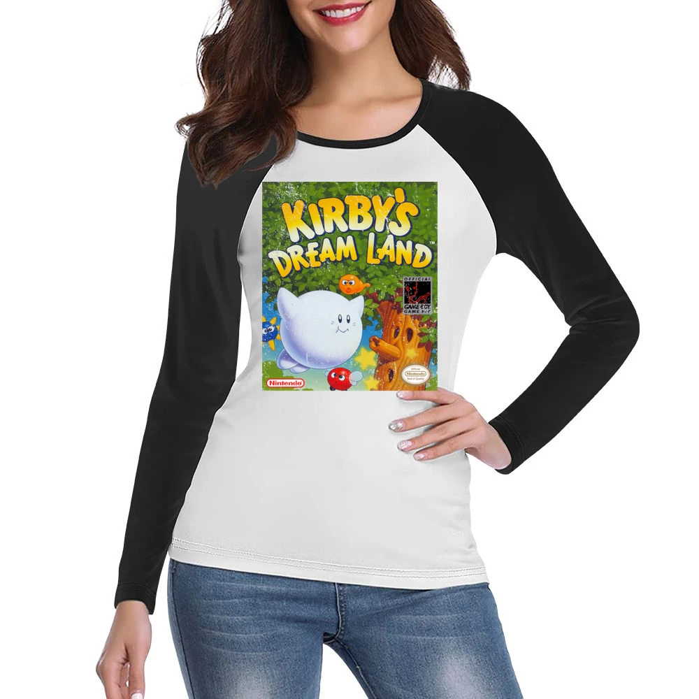 Kirbys Dream Land Game Boy Nintendo Old School Retro Video Game Fan Di Women Ladies Long Sleeve T-Shirt