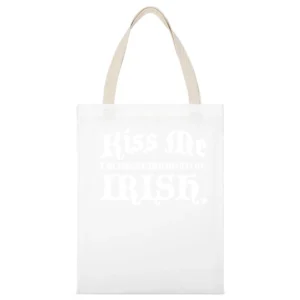 Kiss Me I Am Pretending To Be Irish Funny Saint Patricks Day White Canvas Tote Shopping Bag