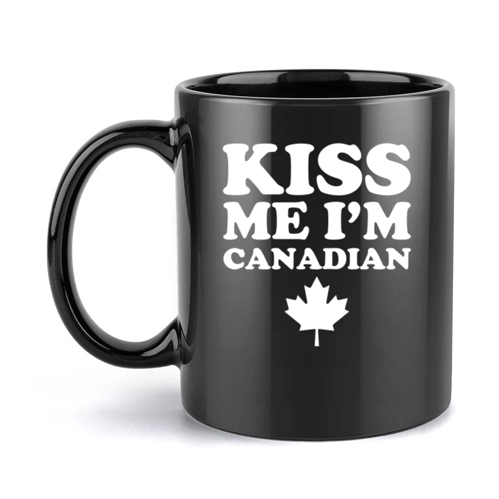 Kiss Me Im Canadian Fun Canada Day Celebrate 150 Maple Leaf Graphic Te Black Mug
