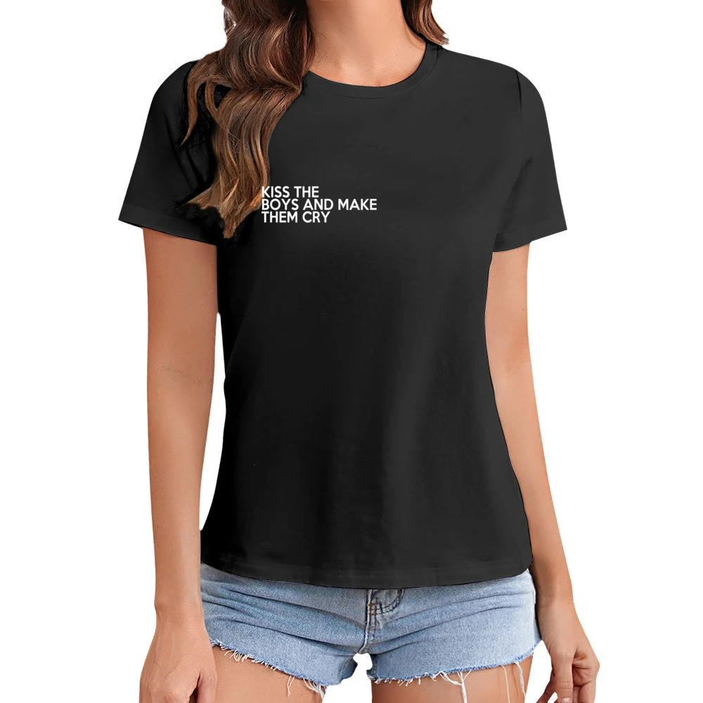 Kiss The Boys And Make Them Cry Fun Graphic Asian Size Women Ladies T-shirt