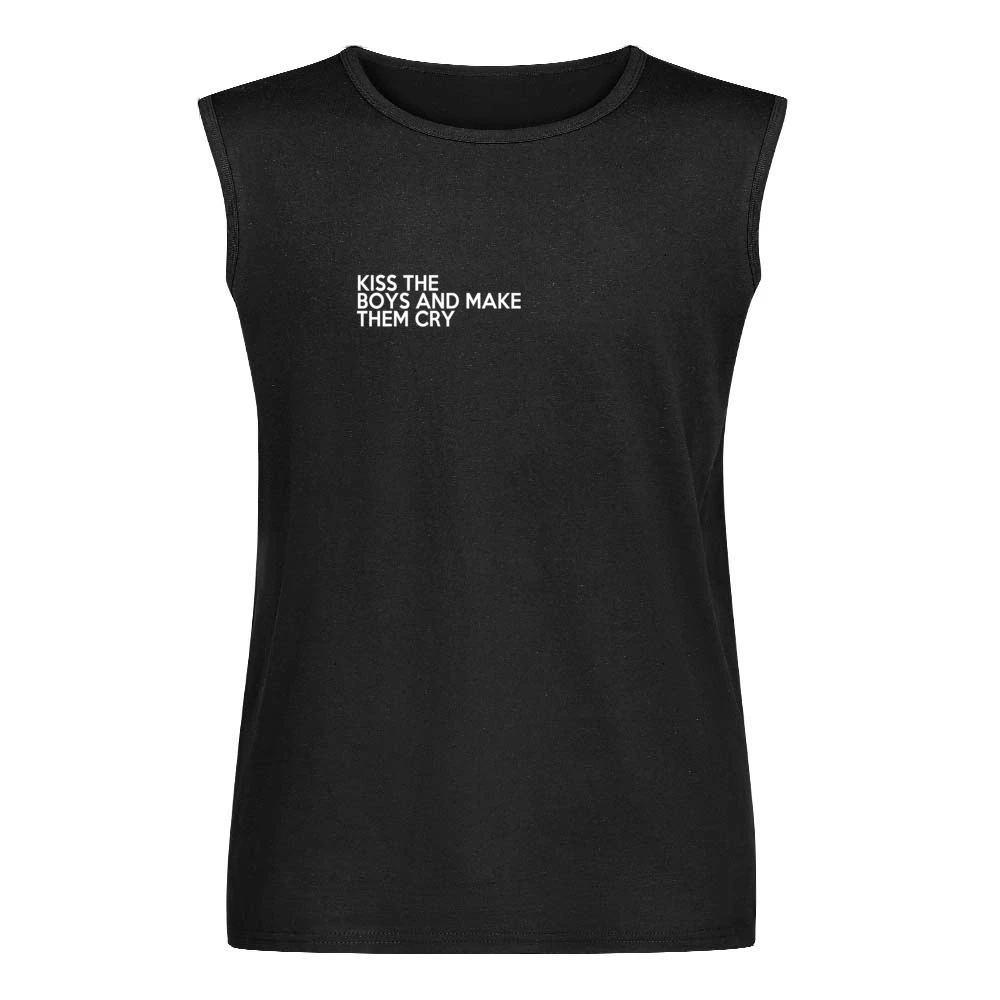 Kiss The Boys And Make Them Cry Fun Graphic Men Sleeveless T-Shirt