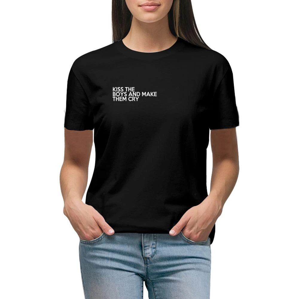 Kiss The Boys And Make Them Cry Fun Graphic Premium Women Ladies T-shirt