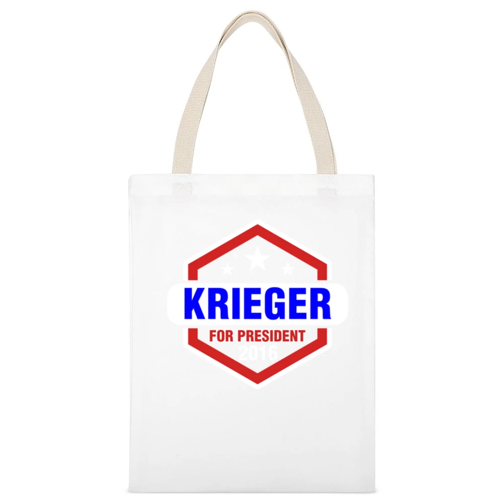 Krieger For President 2016 Archer TV Show White Canvas Tote Shopping Bag