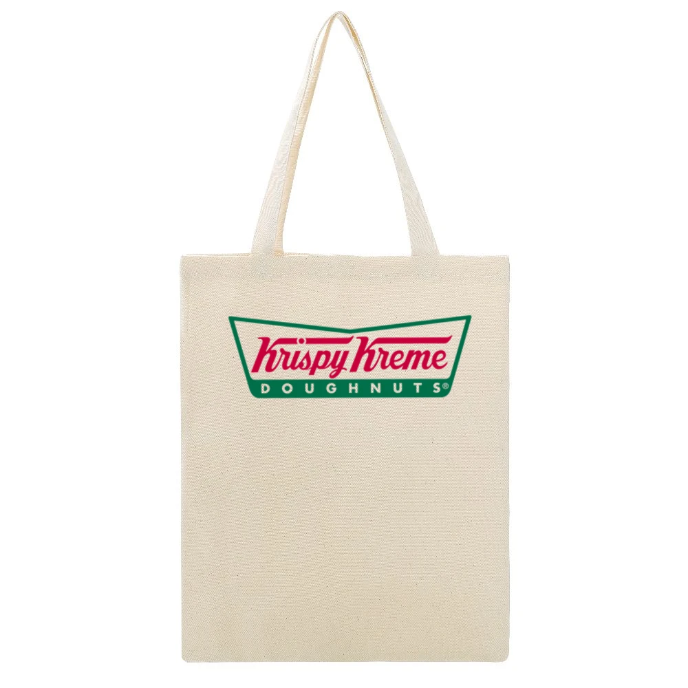 Krispy Kreme Fun Cool Vintage Style Graphic Logo Beige Canvas Tote Shopping Bag