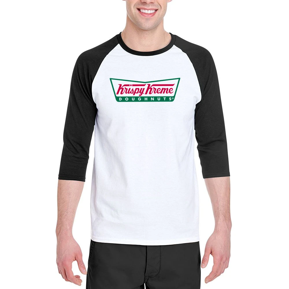 Krispy Kreme Fun Cool Vintage Style Graphic Logo Men 3/4 Sleeve T-Shirt