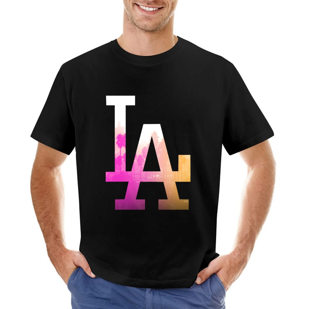 LA Los Angeles Palm Trees Fun Graphic Tee Shirt Asian Size Men T-Shirt