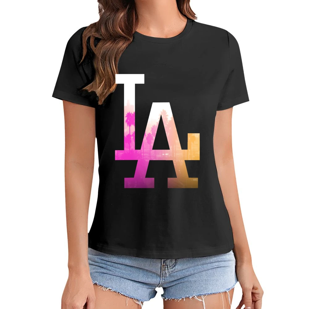 LA Los Angeles Palm Trees Fun Graphic Tee Shirt Asian Size Women Ladies T-shirt