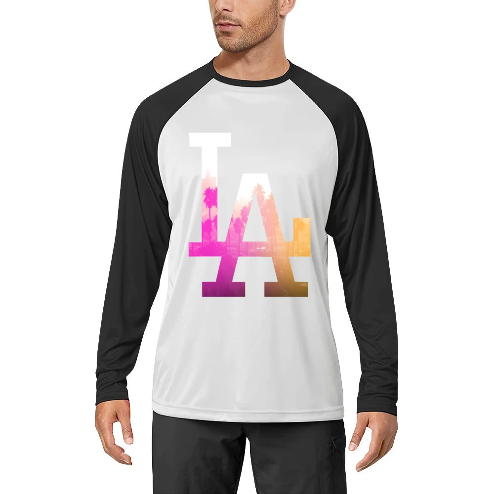 LA Los Angeles Palm Trees Fun Graphic Tee Shirt Men Long Sleeve T-Shirt