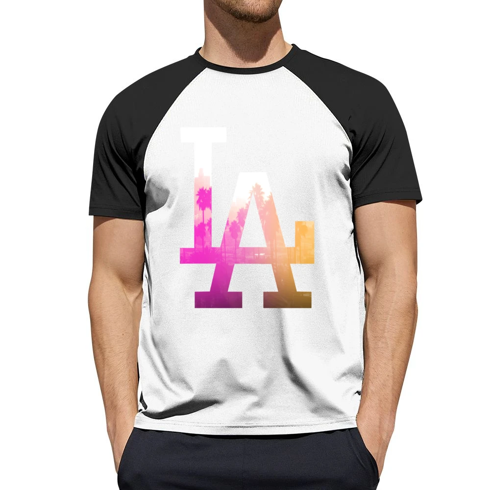 LA Los Angeles Palm Trees Fun Graphic Tee Shirt Men Short Sleeve T-Shirt
