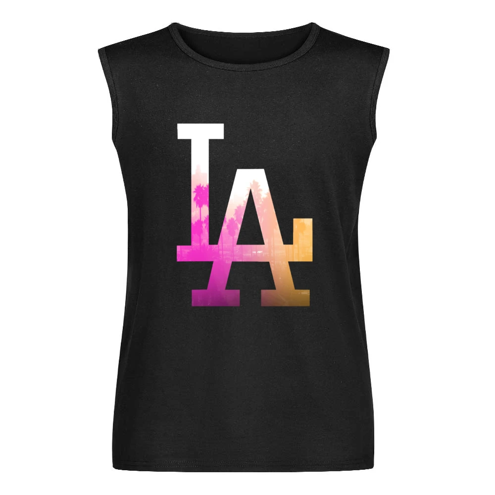LA Los Angeles Palm Trees Fun Graphic Tee Shirt Men Sleeveless T-Shirt