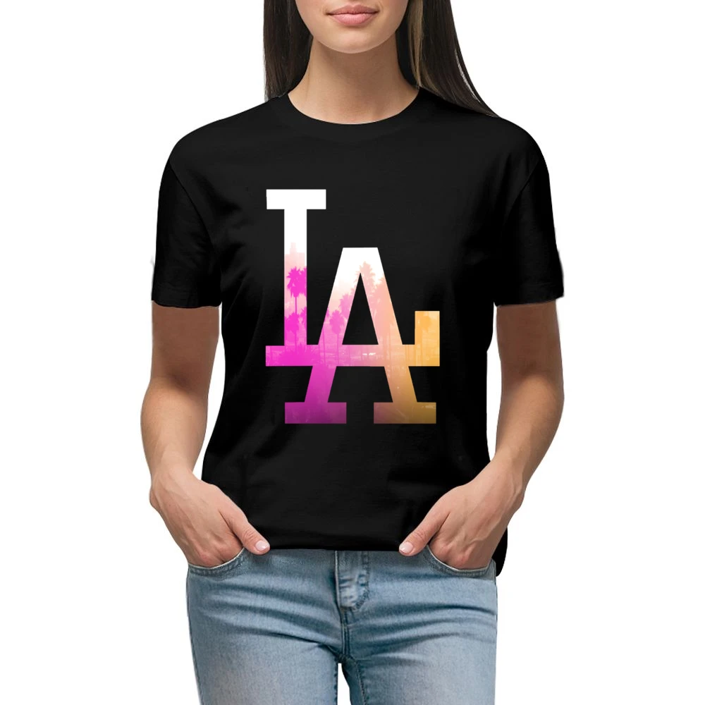 LA Los Angeles Palm Trees Fun Graphic Tee Shirt Premium Women Ladies T-shirt