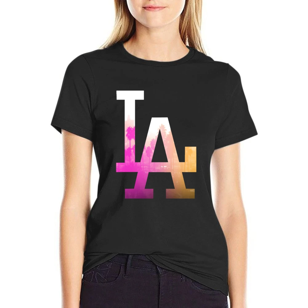 LA Los Angeles Palm Trees Fun Graphic Tee Shirt US Size Women Ladies T-shirt