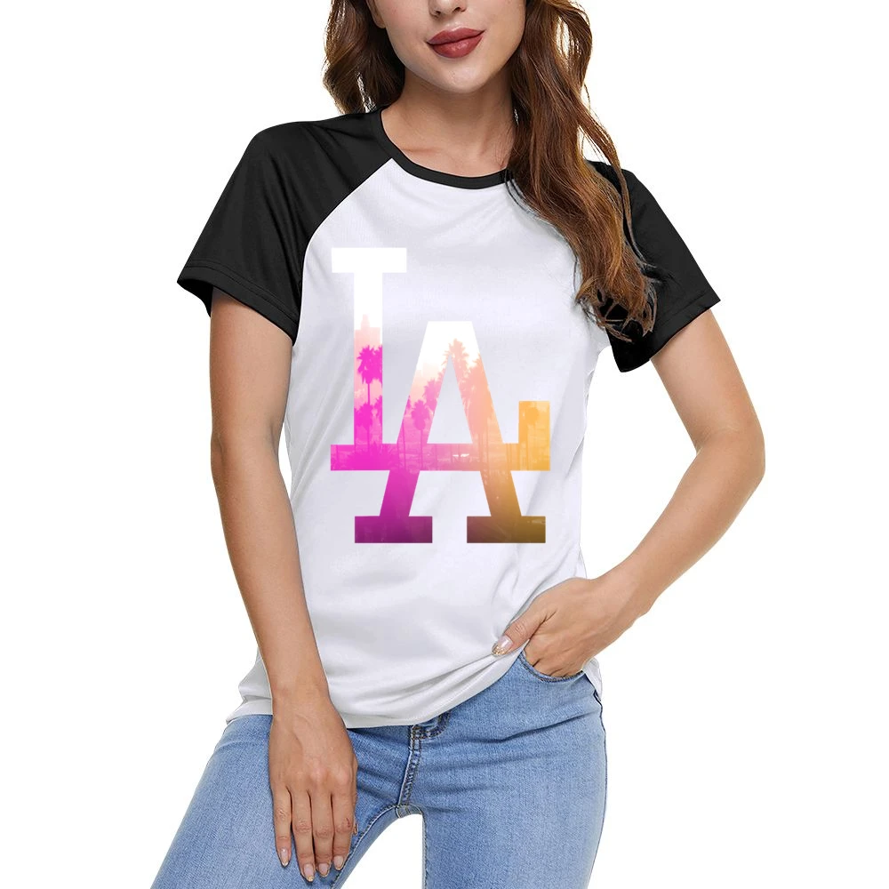 LA Los Angeles Palm Trees Fun Graphic Tee Shirt Women Ladies Short Sleeve T-Shirt