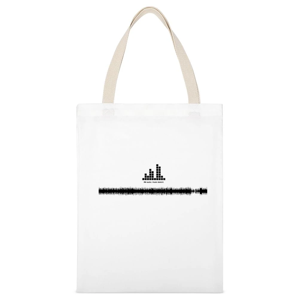 LOL life suck hear music couse it doesn't White Canvas Tote Shopping Bag