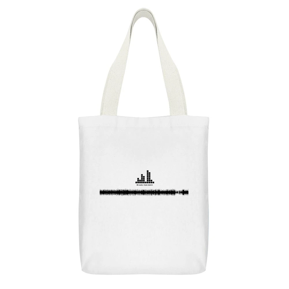 LOL life suck hear music couse it doesn't White Canvas Tote Shopping Bag With Interior Pocket