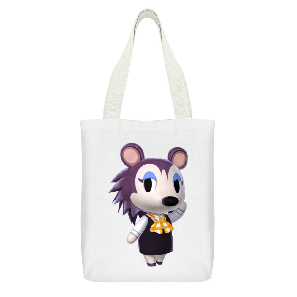 Labelle From Animal Crossing Nintendo Character Video Game White Canvas Tote Shopping Bag With Interior Pocket