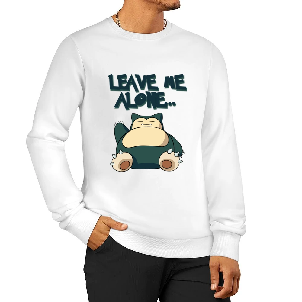 Leave Me Alone Funny Snorlax Sleeping Pokemon Graphic Anime Apparel T Men Pullover Sweatshirt