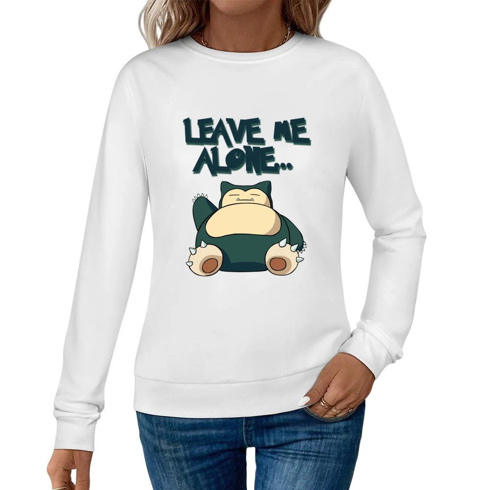 Leave Me Alone Funny Snorlax Sleeping Pokemon Graphic Anime Apparel T Women Pullover Sweatshirt
