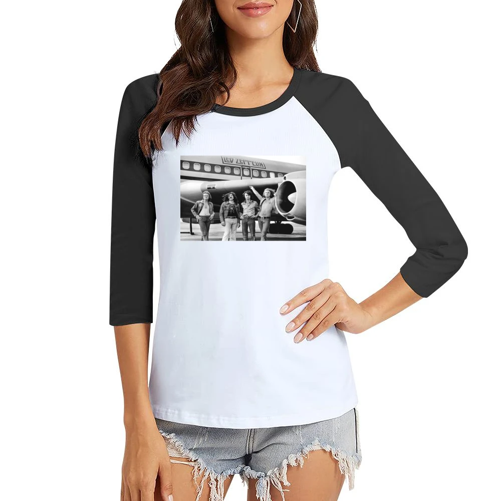 Led Zepplin Plane Tshirt (All Colors Available) Women Ladies 3-4 Sleeve T-Shirt