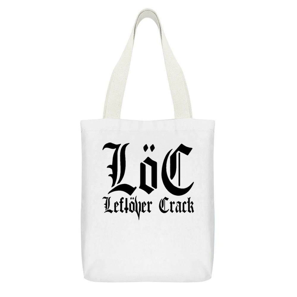 Leftover Crack Punk Rock Retro White Canvas Tote Shopping Bag With Interior Pocket