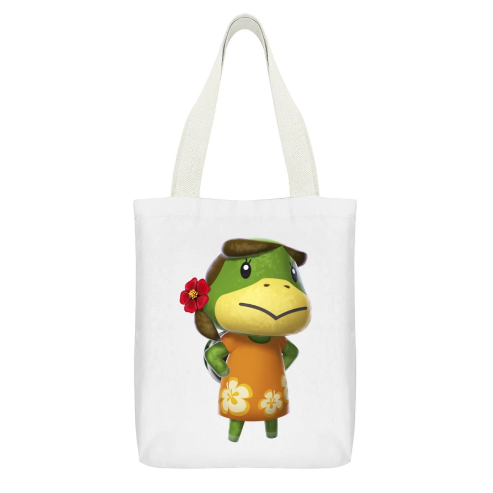 Leilani From Animal Crossing Nintendo Character Video Game White Canvas Tote Shopping Bag With Interior Pocket