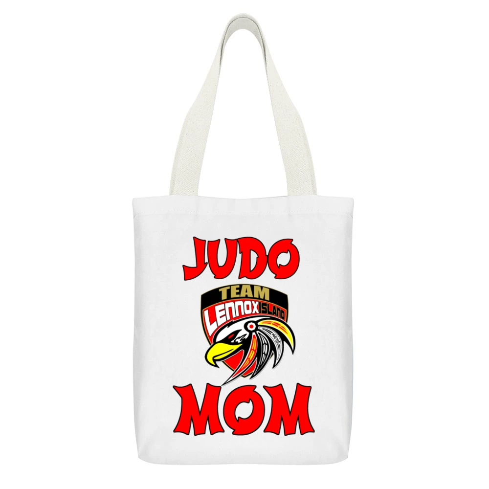 Lennox Island Judo Mom White Canvas Tote Shopping Bag With Interior Pocket