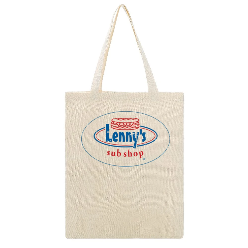 Lennys Sub Shop Fast Food Restaurant Distressed Look Beige Canvas Tote Shopping Bag