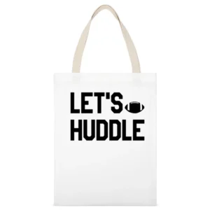 Lets Huddle Funny Pun American Football Fan Graphic Tee Shirt White Canvas Tote Shopping Bag