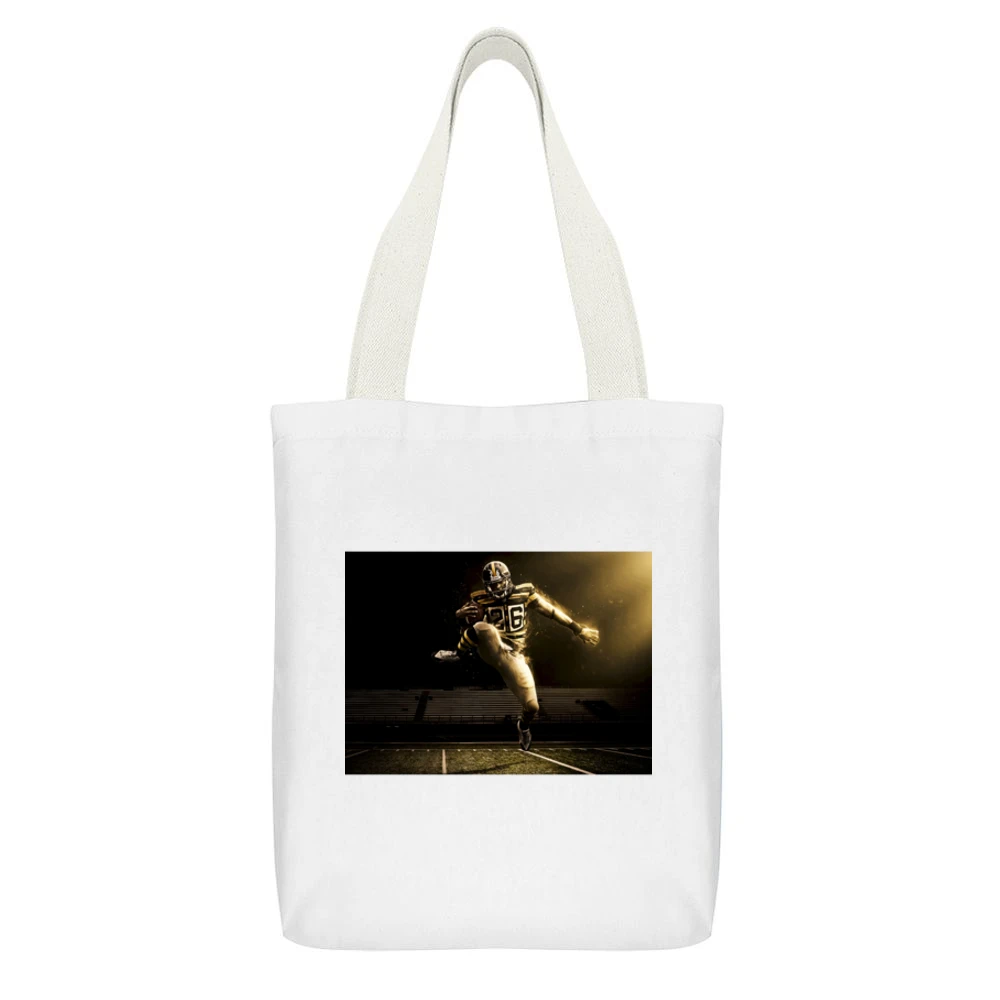 Leveon Bell Tshirt White Canvas Tote Shopping Bag With Interior Pocket