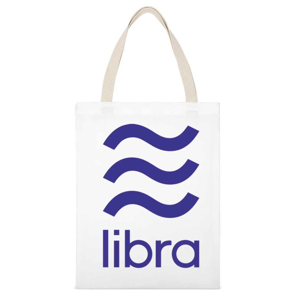 Libra Facebook Cryptocurrency White Canvas Tote Shopping Bag