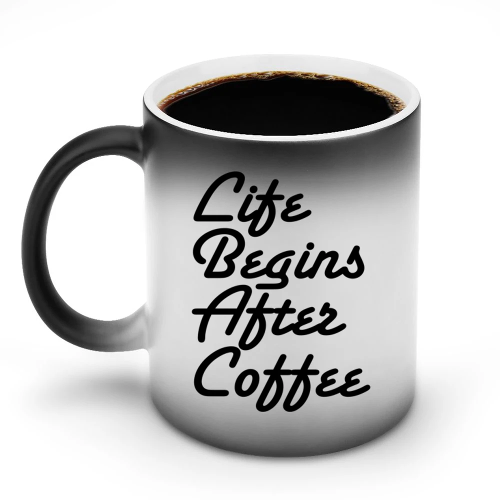 Life Begins After Coffee Funny Tee Shirt Discoloration Mug