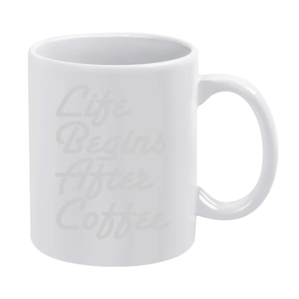 Life Begins After Coffee Funny Tee Shirt White Mug