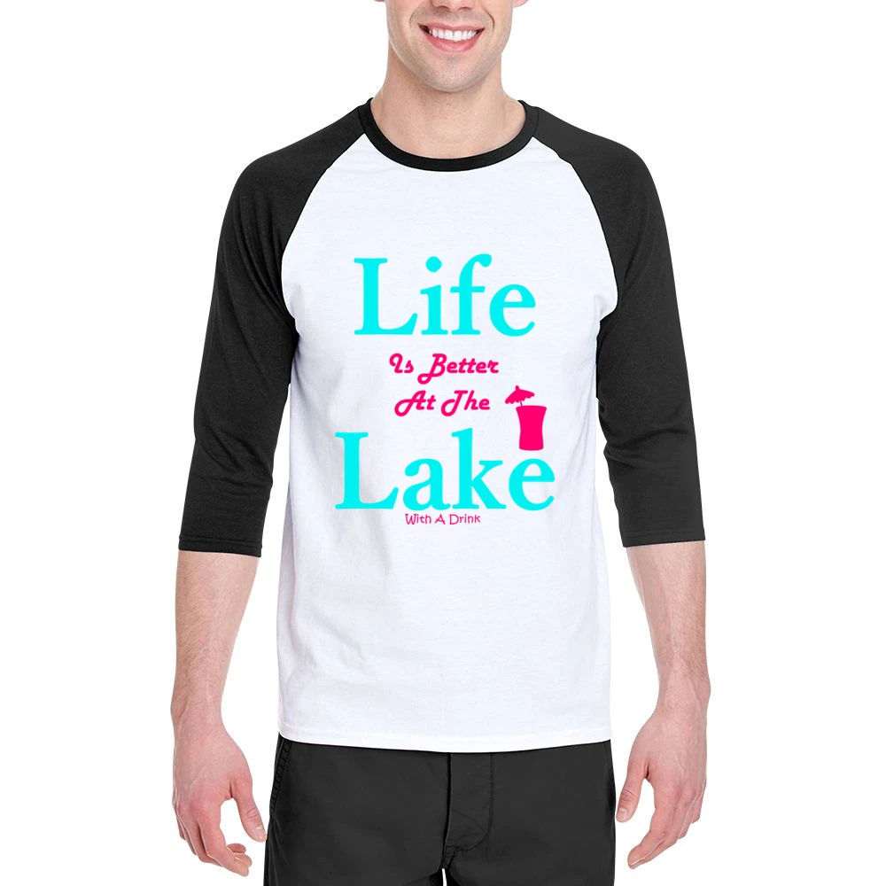 Life Is Better At The Lake With A Drink Men 3/4 Sleeve T-Shirt