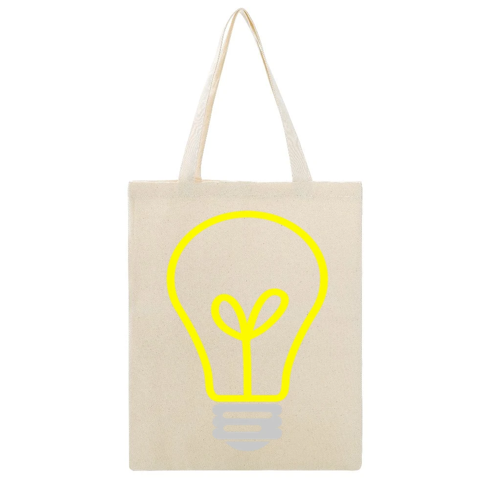 Lightbulb Essential Electricity Fun Tee Shirt Beige Canvas Tote Shopping Bag