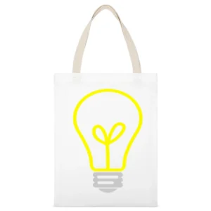 Lightbulb Essential Electricity Fun Tee Shirt White Canvas Tote Shopping Bag